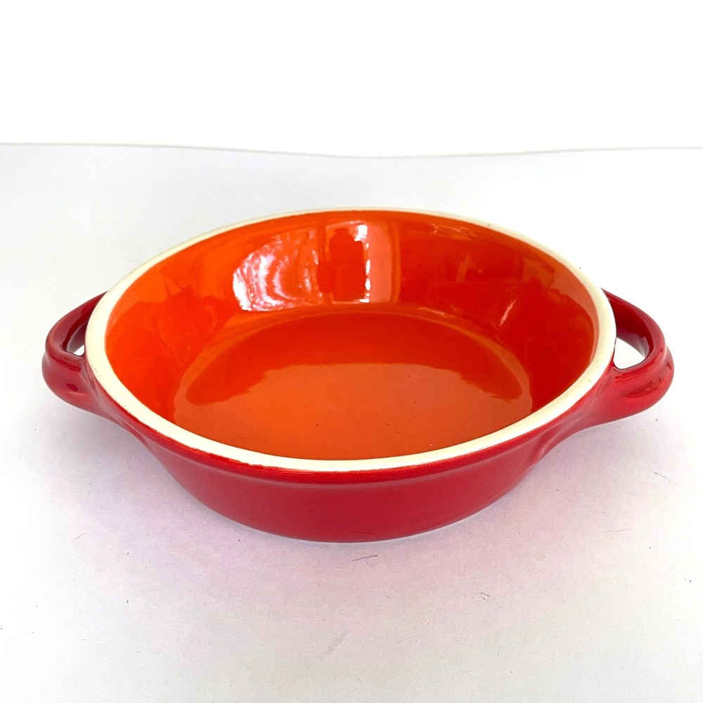 Vintage Italian Round Baking Dish Ceramiche Alfa Red Orange Ceramic‎ Round Baker